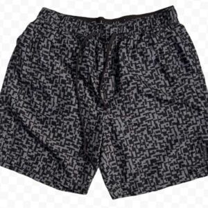 Calvin Klein Men Swim Trunks/Board Shorts Black & Gray Geometric Design Sz L